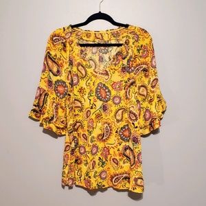 Democracy Paisley Bell Sleeve/Ruffle Sleeve Top